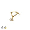 316L SURGICAL STEEL THREADLESS PUSH IN TRIPLE ROUND BEZEL CHAIN DANGLE DANGLE CZ TOP PART